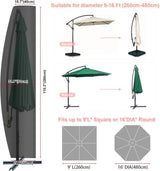 Parasolbeschermhoes, grote vrijdragende parasolhoes met paal, beschermhoes voor parasols, 4-5 m vrijdragende parasolhoes, waterdicht, winddicht, sneeuwbestendig en uv-bestendig, 280 x 40/81/50 cm