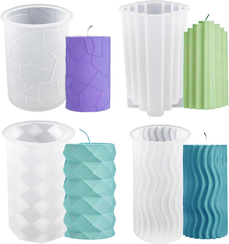 Kaarsenvorm Siliconen 4-delig, Kaarsenvormen voor gietset, 3D DIY Kaarsen Siliconenvorm Kaarsengietvormen voor handgemaakte zeep, geurkaarsen, knutselornamenten, kaarsen DIY-vormenset