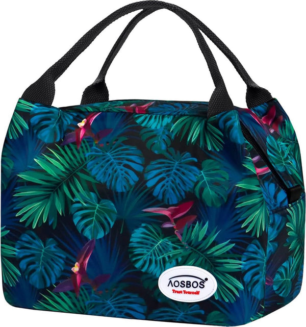 Kleine koeltas voor op reis, mini-lunchtas, lunchtas voor dames, geïsoleerde tas, maaltijdvoorbereidingstas, fietsontbijttas, opvouwbare thermische tas, 8,5 l, bladeren groen