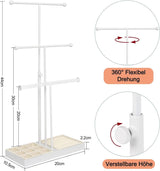 Sieradenstandaard, in hoogte verstelbaar, kettingstandaard, sieradenhouder, sieradenopslag met dienblad, fluwelen doos, kan worden gebruikt als ringhouder, oorbelstandaard, sieradenstandaard,