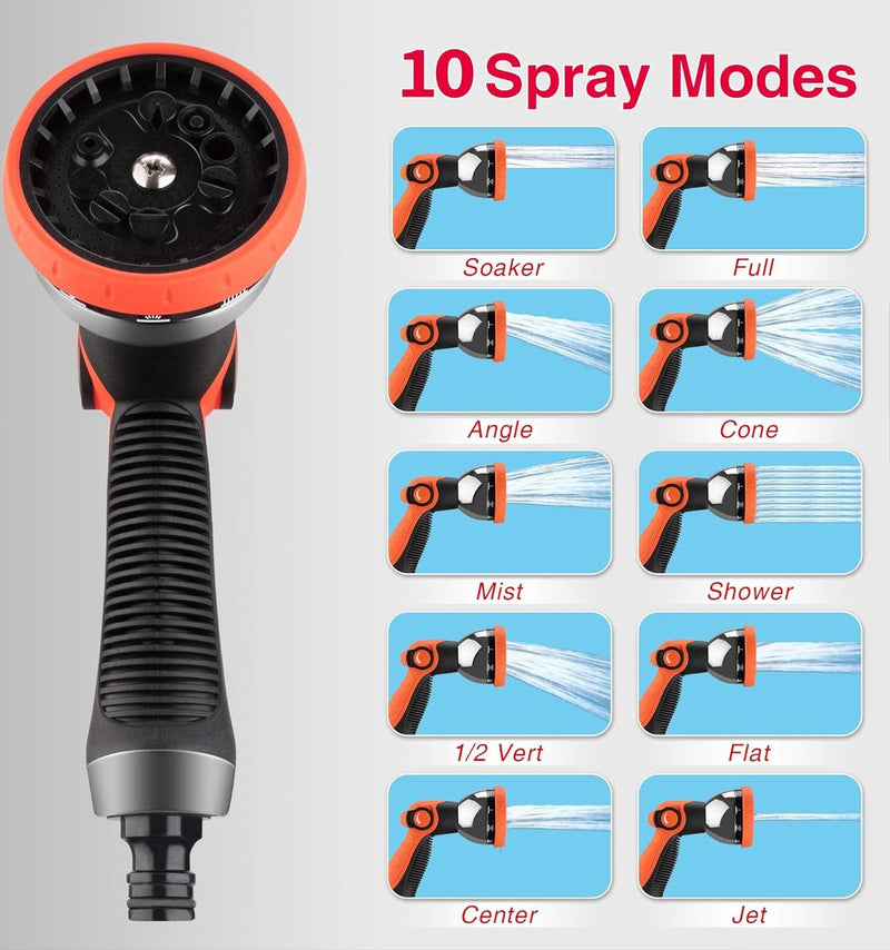 Flexibele tuinslang 30 m, robuuste 3-laags latex waterslang, 3/4" en 1/2" metalen aansluitingen, 3450D stof, knikvrij, spray met 10 functies