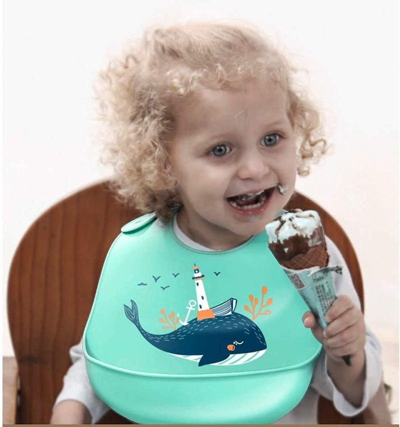 Babyslabbetjes, siliconen, waterdicht, 3 stuks, waterdicht, met 6 verstelbare toetsen, uniseks, om te spenen, BPA-vrij, eenvoudige reiniging, vaatwasmachinebestendig