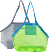 Set van 2 Mesh Bag Zandspeelgoedzak Grote Mesh Strandtas Opvouwbare Herbruikbare Mesh Strandtas Nette Tas voor Strand Waterspeelgoed Familievakantie