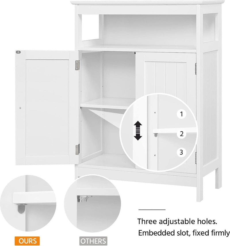 Badkamerkast vrijstaande keukenkast met verstelbare plank en dubbele deur vrijstaande badkamer wit 60 x 30 x 80 cm