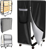 Zwart waterdicht stofdicht klapdekbed: opbergtas voor logeerbedden, multifunctionele bescherming tegen bed, multifunctionele afdekking (114 x 99 x 38 cm)