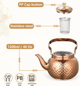 1200 ml theepot / koffiepot, roestvrij stalen theepot met zeefinzet - fijne roestvrijstalen infuser om losse bladeren thee te zetten (brons)