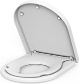 Toiletdeksel met kinderzitje, wc-bril met softclosemechanisme, wc-deksel met quick-release-functie, lost nooit los, gemakkelijk te reinigen, D-vorm, witte toiletbril met kinderen, familie