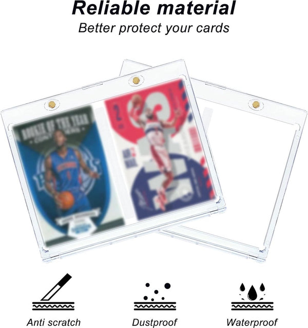2 kaarten magnetische kaarthouder ultra UV-bescherming, transparant kaartenframe, kaarthoezen met 6 stuks kaartenstandaard