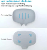 Siliconen zeepbakje met afvoer Zeepbakjes Zonder boren Zeepbakje voor badkamer Douche voor douche / badkamer / keuken Handwas Zeepbakje voor het drooghouden van zeep 2 stuks grijs / wit