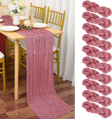 Set van 10 kaasdoek-tafellopers, stoffige roos, 90 x 300 cm, roze rustieke gaasstof, boho-tafelloper, kaasdoek-tafelloper, bruiloftstafelkleed voor bruiloftsfeest, bruidsdouchetafel