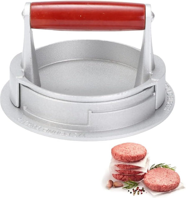 Hamburgerpers, instelbare dikke hamburgerpers, hamburgerpers, 12,5 cm, hamburger-vleespers met klep met antiaanbaklaag voor gelijkmatige patties, tay hamburger, hamburger, Patty Press (B)