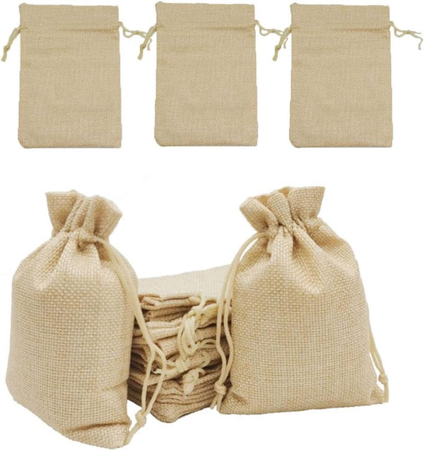30 stuks linnen jutezakken met trekkoord, jute geschenkzakjes, jute zakjes, 10x14cm, voor bruiloftsfeest, Kerstmis en doe-het-zelf knutselen