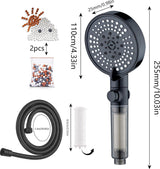 Douchekop met slang 1,5 m Hogedrukdouchekop Zwart met filter Antikalksproeiers Economy douchekop 6 modi Waterbesparende douchekop Douchekop Douche met douchefilter Gratis douche