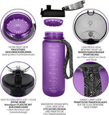 Drinkfles, tijdens sport-, outdoor- en fitnessactiviteiten, ook voor kinderen, waterfles, lekvrij en BPA-vrij, fles geschikt voor koolzuur, inhoud maximaal 1000 ml (1 l)