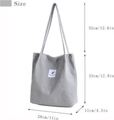 Schoudertas dames - 2 stuks corduroy tas dames schoudertas shopper dames hengseltas voor dagelijks gebruik, kantoor, schooluitstapje en winkelen
