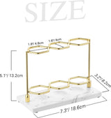 Tandenborstelhouder, 3 vakken, elektrische tandenborstelhouder van hars, voor tandpasta, scheerapparaat, organizer, houder voor wastafel, toilettafel, commode, make-uptafel, goud/marmer, wit