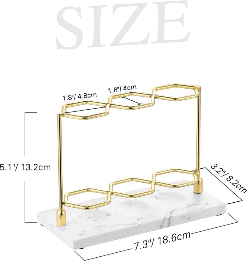 Tandenborstelhouder, 3 vakken, elektrische tandenborstelhouder van hars, voor tandpasta, scheerapparaat, organizer, houder voor wastafel, toilettafel, commode, make-uptafel, goud/marmer, wit