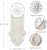 Macrame Dromenvanger Muurbehang Geweven Veren Muurbehang Handgemaakte Dromenvanger Boho Kwasten Decoratie Home Decor Ornament Ambachtelijk Cadeau voor Slaapkamer Woonkamer