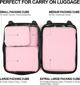 Compression Packing Cubes in a Set of 3 or 4, 4-Piece Set of Packing Cubes / Luggage Organisers / Garment Bags for Travel