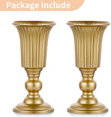 2 stuks gebloeide metalen trompetvaas, elegante vaas met middenstukken voor bruiloftsfeesten, 23,2 cm hoog, kunstbloemstukken voor het jubileumfeest