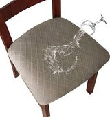 Stretch Diamond Mesh Waterdichte Eetkamerstoelhoezen Eetkamerstoelhoezen Keukenstoelhoezen met gesp (Taupe, 6)