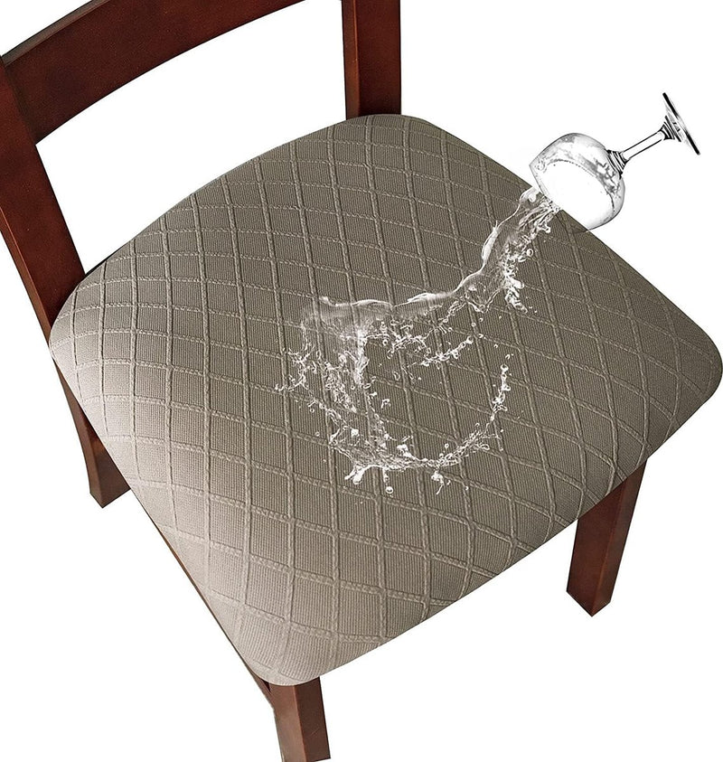 Stretch Diamond Mesh Waterdichte Eetkamerstoelhoezen Eetkamerstoelhoezen Keukenstoelhoezen met gesp (Taupe, 6)