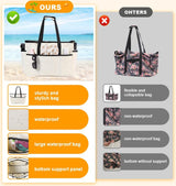 Strandtas XXL familie grote badtas strandtas met ritssluiting strandtas opvouwbare schoudertas badtas familie shopper handtas voor strand vakantie reizen