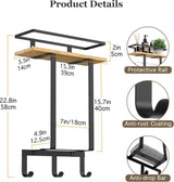 Handdoekhouder Wandmontage, Gastenhanddoekhouder Badkamer Handdoekenrek met Boren Handdoekhaken Badhanddoekhouder met Plank Handdoekhouder Badlaken Handdoekopslag Badkamer, Zwart/Hout