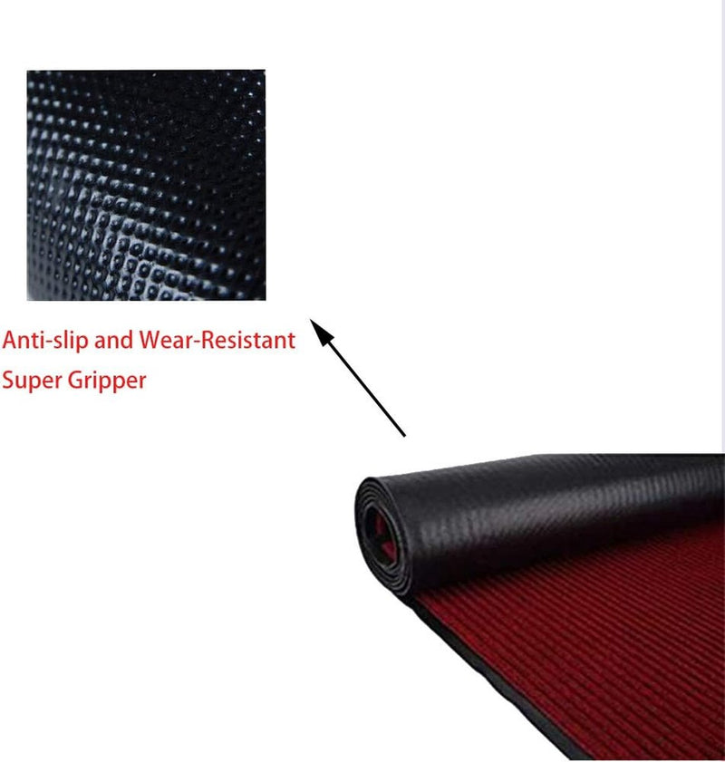 Vloerloper, 90 x 300 cm, antislip, voetmat, vuilloper met antislip achterkant, vuilmat, ingangsmat, deurmat, tapijtloper voor ruimtes, gangen, entrees, rood