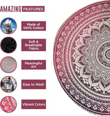 India strandlaken rond mandala hippie/groot Indiaas rond katoen/boho ronde yogamatdoek, meditatie/tafelkleed, rond ophangdeken, picknick, handgemaakt tapijt, 175 cm