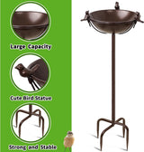 Vogelbad, vogelbad, waterbad, waterbak, waterschaal, stekker, bruin ijzer, vrijstaande vogelbadjeskom met 3 vogelstandbeelden, Birdbath & Birdfeeder Garden Yard Lawn Decor (bruin)
