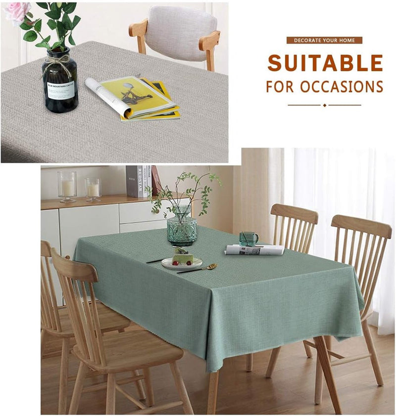 Linnen tafelkleed, hoogwaardig tafelkleed, wasbaar, onderhoudsvriendelijk tafelkleed, linnenlook, waterdicht tafelkleed, lotuseffect, lichtgroen, 140 x 180 cm