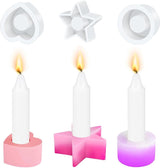 3 stuks siliconen mal kaarsenhouder kaarsen, siliconen mallen, doe-het-zelf siliconen kaars mallen hartvormige sterren, rond etc, voor sfeer, meubeldecoratie, doe-het-zelf cadeaus voor kunst woondecoratie