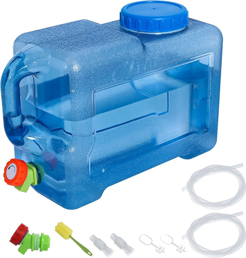 Waterjerrycan met kraan, camping-waterreservoir met handgrepen, waterdispenser, draagbare drinkwaterjerrycan voor outdoor, reizen, wandelen, caravan, picknick, camping