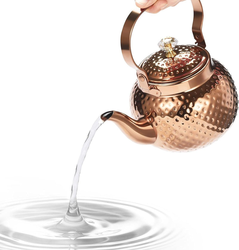 1200 ml theepot / koffiepot, roestvrij stalen theepot met zeefinzet - fijne roestvrijstalen infuser om losse bladeren thee te zetten (brons)