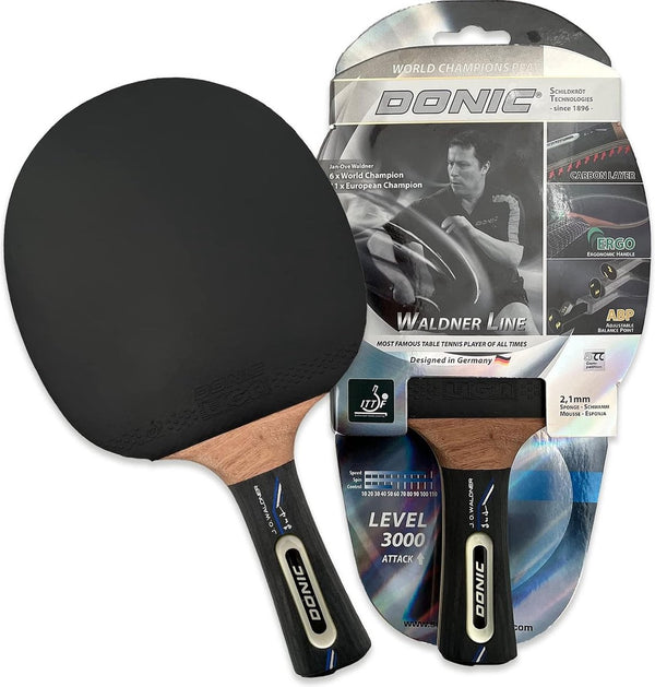 tafeltennisbatje Waldner 3000, ABP-handvat, 2,1 mm spons, koolstofhout, Liga - ITTF-coating