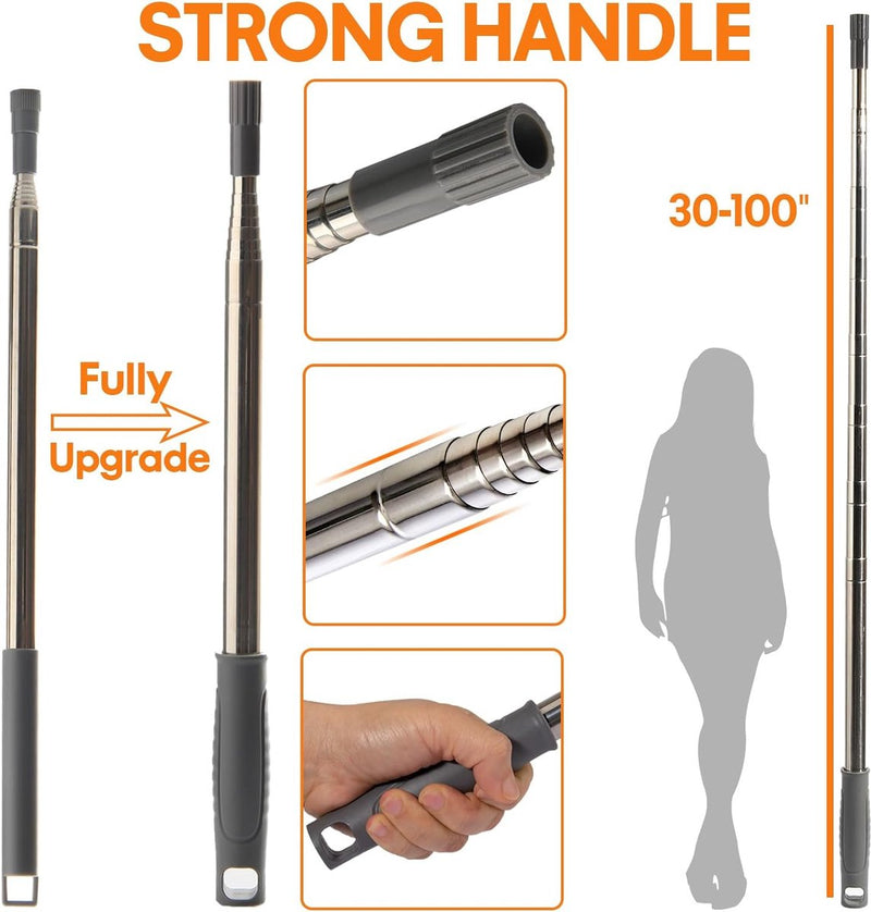 Reiniging Feather Duster met 30-100" Verlengpaal Plafondventilator Microfiber Duster Intrekbare opening Lange stofdoek voor hoge plafonds Spinnenweb Blinde muur