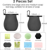 Set van 2 zeep-reiskoffers, draagbare zeepzak, reiszeep, oplossingen voor reizen, badkamer, douche, gym, met bar zeep (grijs)
