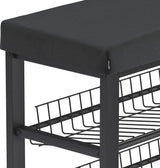 Stabiel schoenenrek met zitbank, ruimtebesparende schoenenbank met 2 roosterplanken, 81 x 50 x 32 cm, mooi gevormde schoenenkast voor hal, woon- en slaapkamer met bescherming tegen krassen op