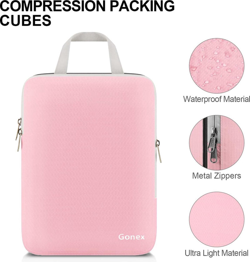 Compression Packing Cubes in a Set of 3 or 4, 4-Piece Set of Packing Cubes / Luggage Organisers / Garment Bags for Travel