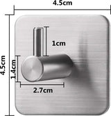 4 stuks zelfklevende haken, extra sterk, zelfklevend, zilver, roestvrij staal, SUS304 waterdicht, multifunctionele handdoekhaken, zonder boren, met 3M kleefpads, voor badkamer en keuken