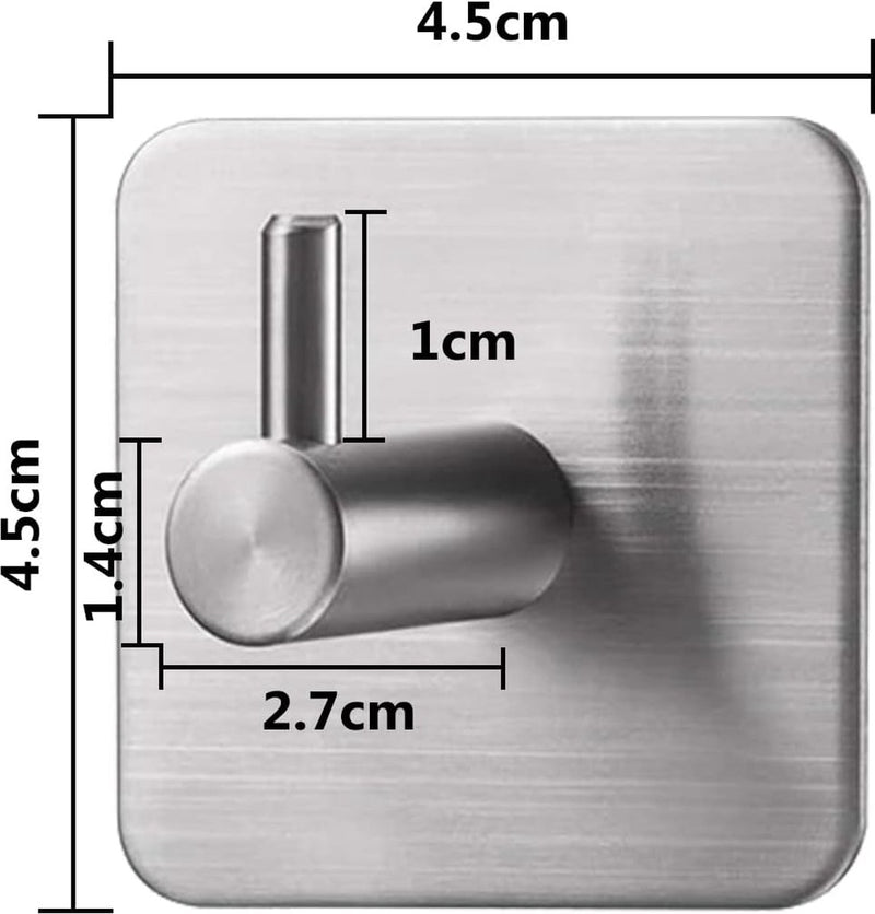 4 stuks zelfklevende haken, extra sterk, zelfklevend, zilver, roestvrij staal, SUS304 waterdicht, multifunctionele handdoekhaken, zonder boren, met 3M kleefpads, voor badkamer en keuken