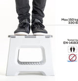 opvouwbare opstapkruk 23 cm met handgrepen, polypropyleen, grijs, 32 x 26 x 23 cm