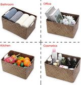 Zeegras opbergmand Open mand Woonkamer Decoratieve mand Geweven rieten stoffen mand Bureaumand Rechthoekig Badkamer Opbergmand Box, Planken & Bureaus