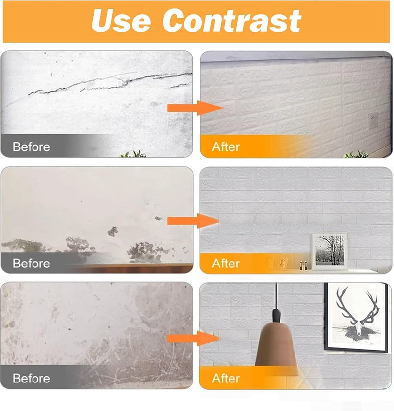 10 stuks 3D-baksteenbehang, zelfklevende wandpanelen, 38,5 x 35 cm, wit baksteenpatroon, muurstickers, voor badkamer, slaapkamer, woonkamer, balkon, keuken