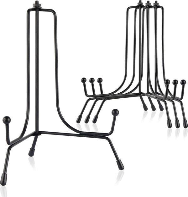 Set van 4 verbeterde antislipbordstandaarden voor display, 6 inch plaathouder displaystandaard, fotolijsthouderstandaard, zwart ijzeren ezelstandaard voor foto, decoratieve plaat, tafelkunst