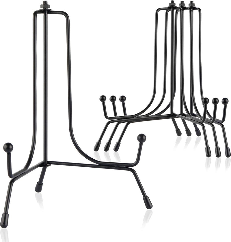 Set van 4 verbeterde antislipbordstandaarden voor display, 6 inch plaathouder displaystandaard, fotolijsthouderstandaard, zwart ijzeren ezelstandaard voor foto, decoratieve plaat, tafelkunst