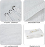 Zonnezeil, 3 x 4 cm, rechthoekig, premium HDPE, wit, waterdoorlatend, zonwering, vierkant, voor tuin, balkon en terras, met inslagringen en bevestigingskoorden, rechthoekig, 3 x 4 m, wit