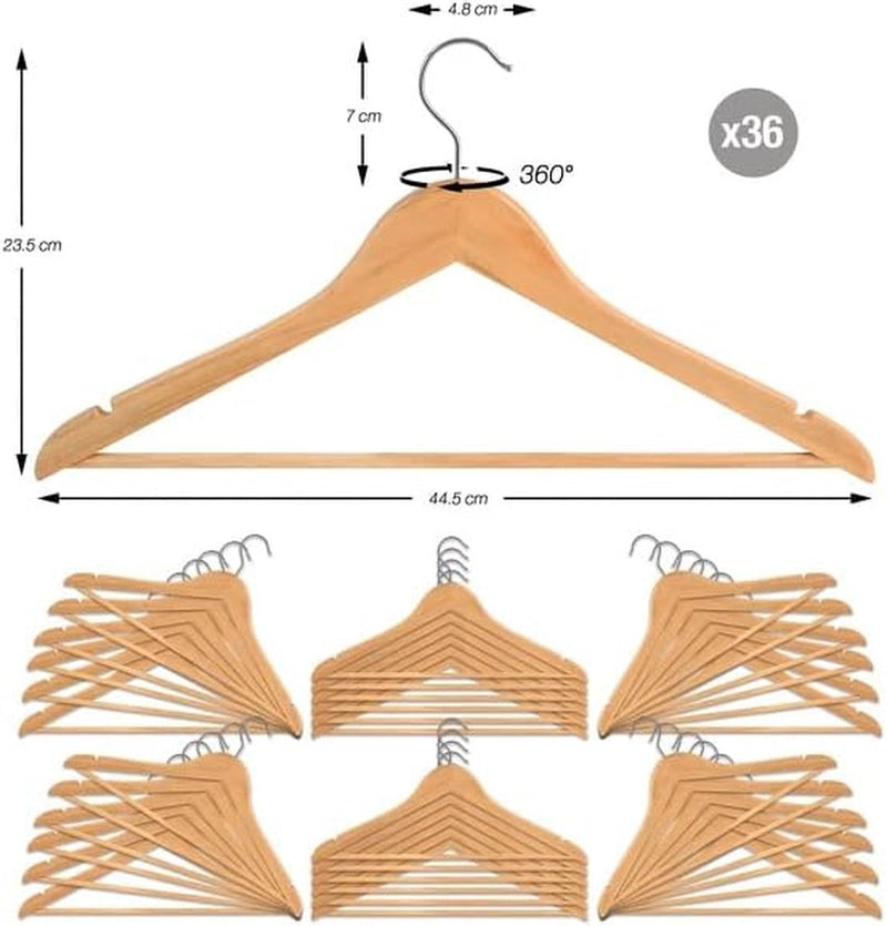 Houten kleerhangers - 36 stuks