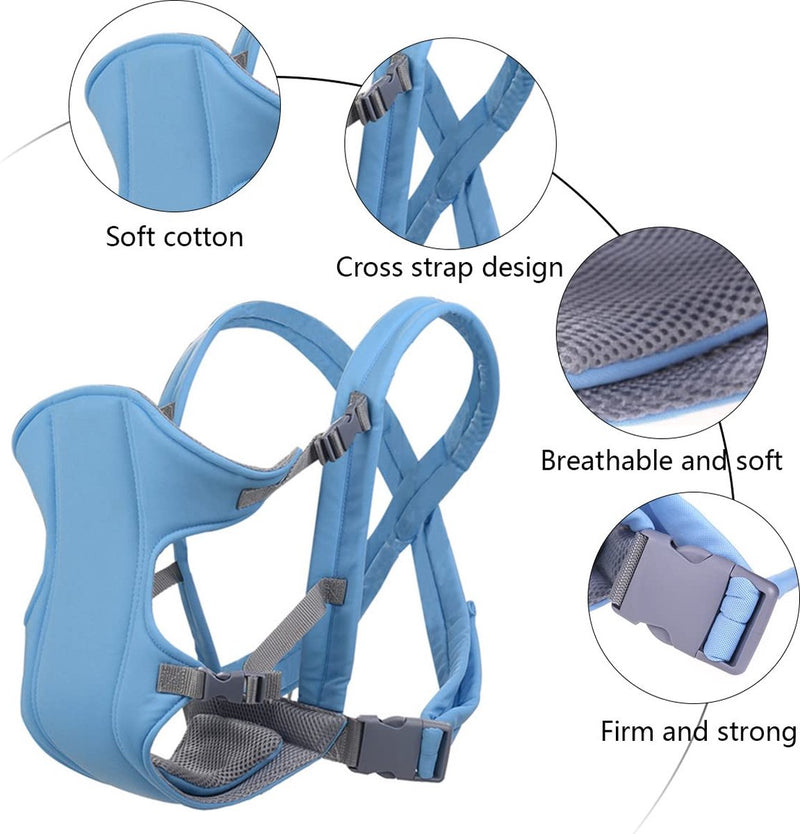 Buikdrager voor baby's, verstelbaar, ademend, draagband voor baby's van 3,5-15 kg, hemelsblauw, babydrager
